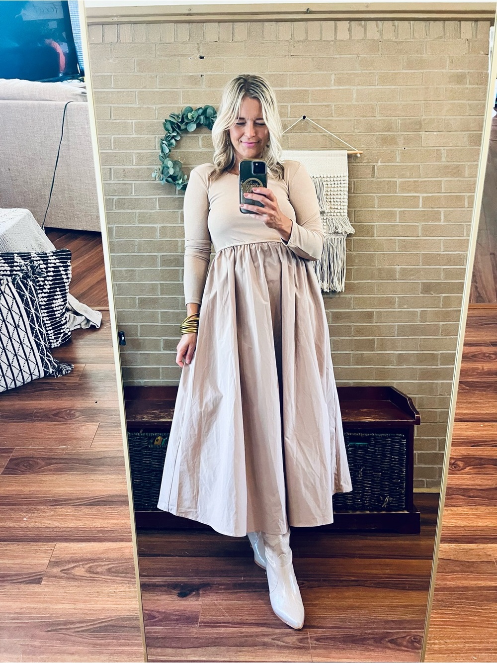 Ces Femme Long Sleeve Midi Dress in Blush